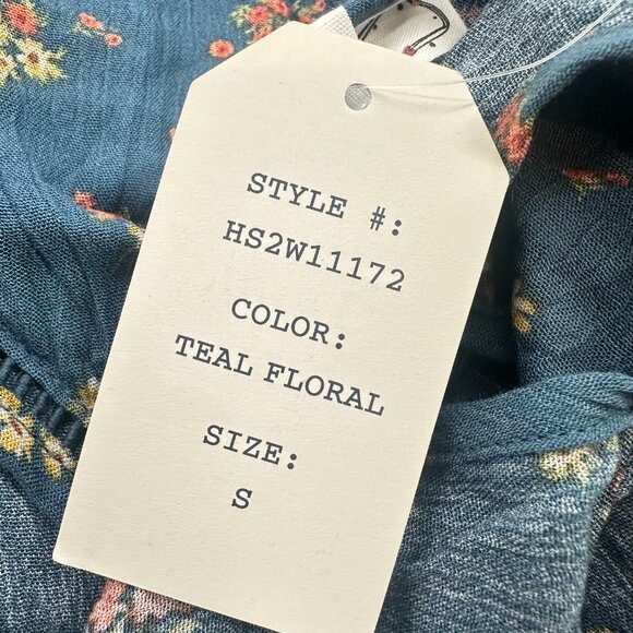 NEW! Hippie Rose Tank Top Sleeveless Small Teal‎ Floral Rayon Relaxed Fit - Picture 6 of 12